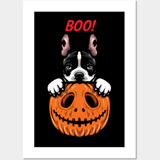 Halloween Pumpkin French Bulldog Posters and Art